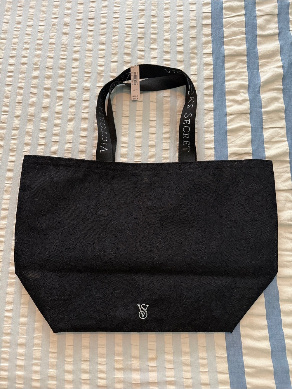NWT Victoria Secret Lace Tote Bag Black